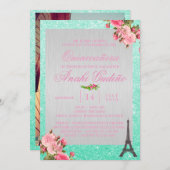 Paris Theme Quinceñera Invite Einladung (Vorne/Hinten)