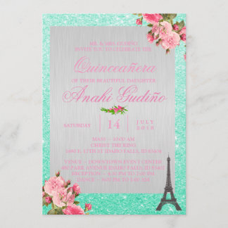 Paris Theme Quinceñera Invite Einladung