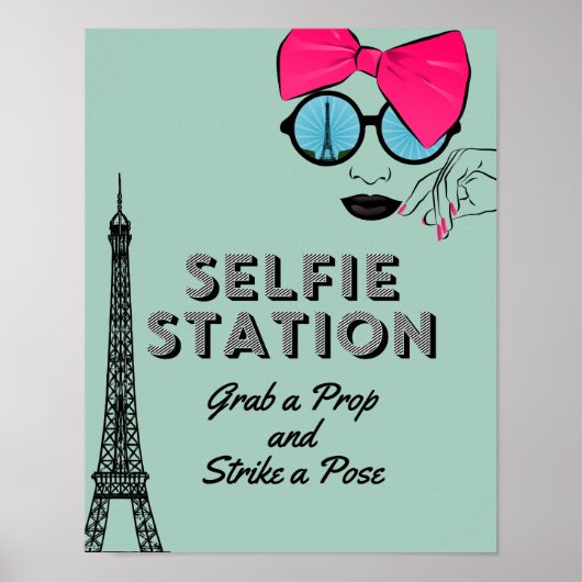 Paris Theme Selfie Station Birthday Poster Sign (Vorne)