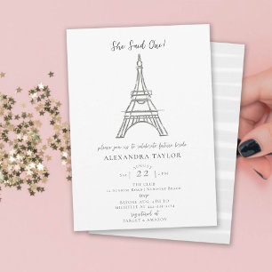 Paris Theme Sie sagte Oui Eiffel Brautparty Einladung