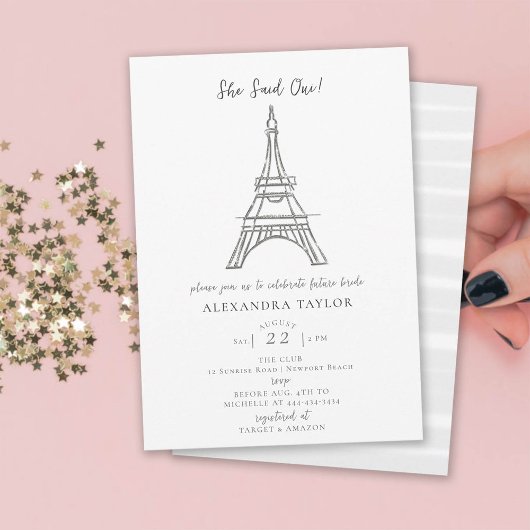Paris Theme Sie sagte Oui Eiffel Brautparty Einladung