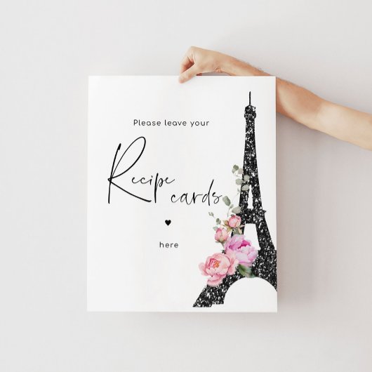 Paris Theme Skript verließ Ihre Rezepte Karte hier Poster