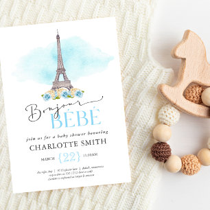 Paris Themed Bonjour Bébé Baby Shower Einladung