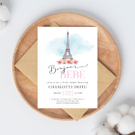 Paris Themed Bonjour Bébé Babydusche Einladung