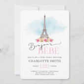 Paris Themed Bonjour Bébé Babydusche Einladung (Vorderseite)