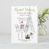 Paris Themed Brautparty Einladung (Stehend Vorderseite)