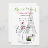 Paris Themed Brautparty Einladung (Vorne/Hinten)