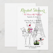 Paris Themed Brautparty Einladung (Vorne/Hinten)