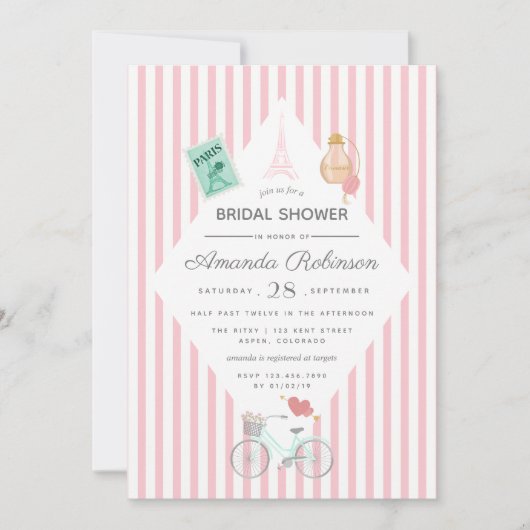 Paris Themed Bridal Dusche Einladung (Vorderseite)
