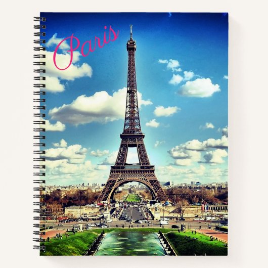 Paris Themed Eiffel Tower Spiral Notebook Notizblock (Vorderseite)