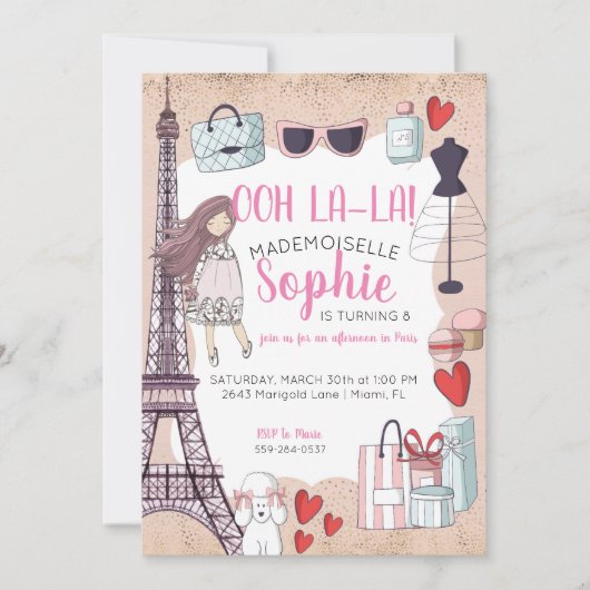 Paris Themed Party Einladung (Vorderseite)