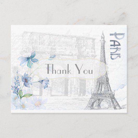 Paris Themed Vielen Dank Postkarte (Vorderseite)