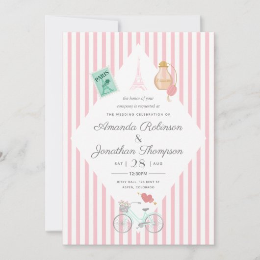 Paris Themed Wedding Personalisierte Einladung (Vorderseite)