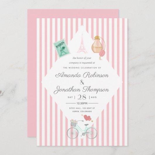 Paris Themed Wedding Personalisierte Einladung (Vorne/Hinten)