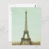 Paris ton amour; Eiffelturm in Vintagen Tönen Postkarte (Vorne/Hinten)