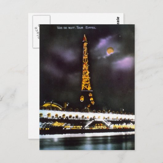 Paris Tour Eiffel am Abend Postkarte (Vorne/Hinten)
