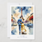 Paris Tour Eiffel Colorful Cityscape Wedding Save The Date (Vorderseite)