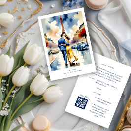 Paris Tour Eiffel Colorful Cityscape Wedding Save The Date