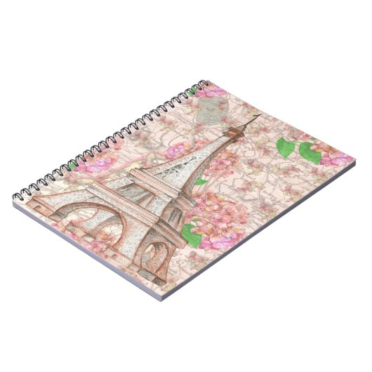 Paris träumt in rosa Blume Notizblock (Linke Seite)