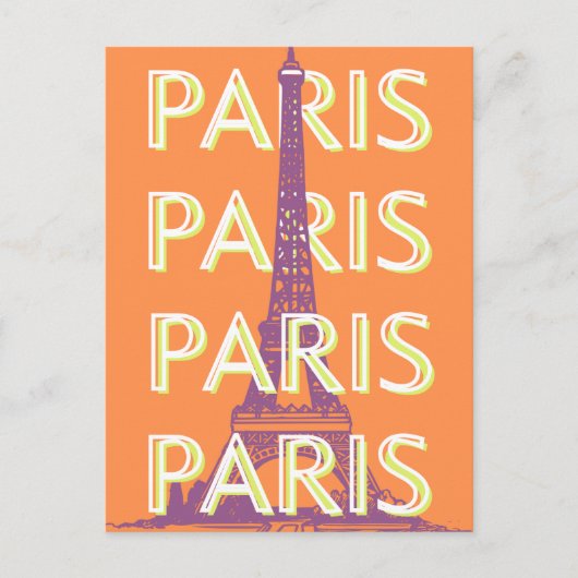 Paris, Travel Art, Retro Art Feiertagspostkarte (Vorderseite)
