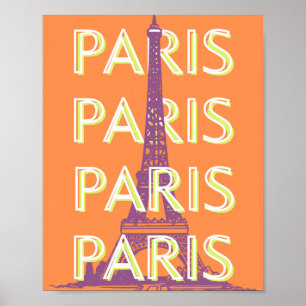 Paris, Travel Art, Retro Art Poster