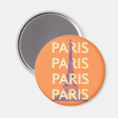 Paris, Travel Art, Retro Travel Art, Orange Magnet (Vorderseite/Rückseite)