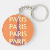 Paris, Travel Art, Retro Travel Art, Orange Schlüsselanhänger (Rückseite)