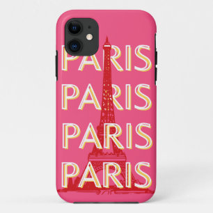 Paris, Travel Art, Retro Travel Art, Rosa Case-Mate iPhone Hülle