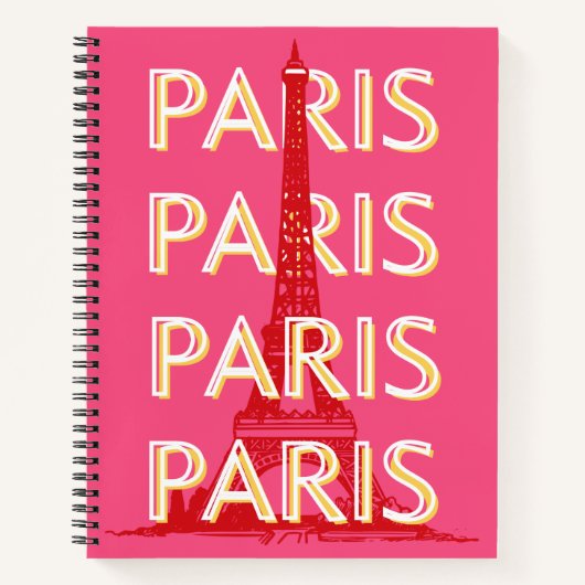 Paris, Travel Art, Retro Travel Art, Rosa Notizblock (Vorderseite)