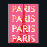 Paris, Travel Art, Retro Travel Art, Rosa Postkarte<br><div class="desc">Ein schönes Retro-Pariser Reisekunst-Design mit dem berühmten Eiffelturm. Es ist eine perfekte Ergänzung zu jedem Ort und würde eine große Ergänzung Ihres Lebens.</div>