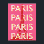Paris, Travel Art, Retro Travel Art, Rosa Postkarte<br><div class="desc">Ein schönes Retro-Pariser Reisekunst-Design mit dem berühmten Eiffelturm. Es ist eine perfekte Ergänzung zu jedem Ort und würde eine große Ergänzung Ihres Lebens.</div>