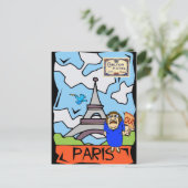 Paris Travel Cartoon Postkarte (Stehend Vorderseite)
