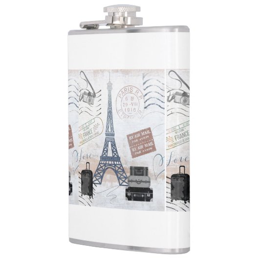 Paris Travel Collage Flachmann (Links)