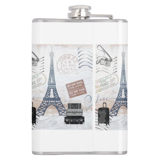 Paris Travel Collage Flachmann (Rückseite)