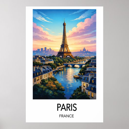 Paris Travel Poster France Wall Art (Vorne)