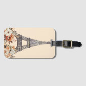 Paris Trip Eiffel Tower Beautiful Floral Gepäckanhänger (Vorderseite (Horizontal))
