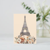 Paris Trip Eiffel Tower Beautiful Floral Postkarte (Stehend Vorderseite)