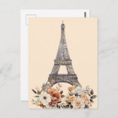 Paris Trip Eiffel Tower Beautiful Floral Postkarte (Vorne/Hinten)