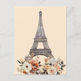 Paris Trip Eiffel Tower Beautiful Floral Postkarte
