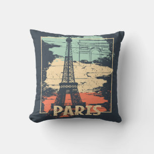 Paris-Typografie: abstraktes Eiffel-Turm-Plakat. Kissen
