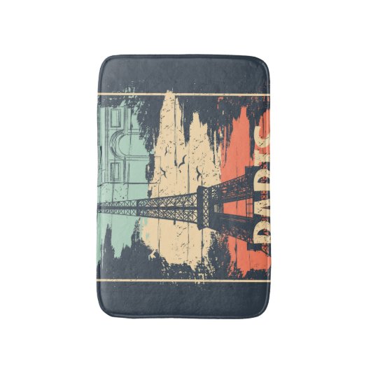 Paris Typografie: abstraktes Eiffelposter. Badematte (Vorderseite Vertikal)