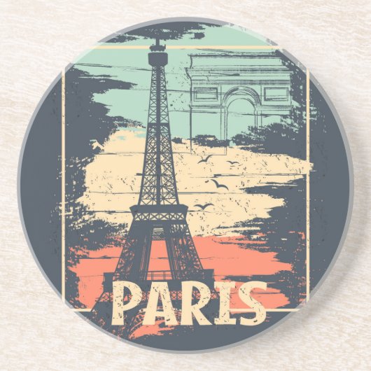 Paris Typografie: abstraktes Eiffelposter. Getränkeuntersetzer (Vorne)