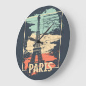 Paris Typografie: abstraktes Eiffelposter. Große Wanduhr (Winkel)