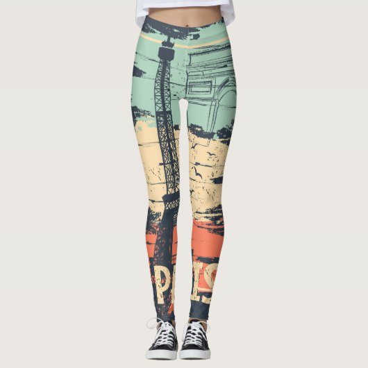 Paris Typografie: abstraktes Eiffelposter. Leggings (Vorderseite)