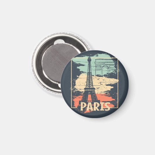 Paris Typografie: abstraktes Eiffelposter. Magnet (Vorderseite/Rückseite)