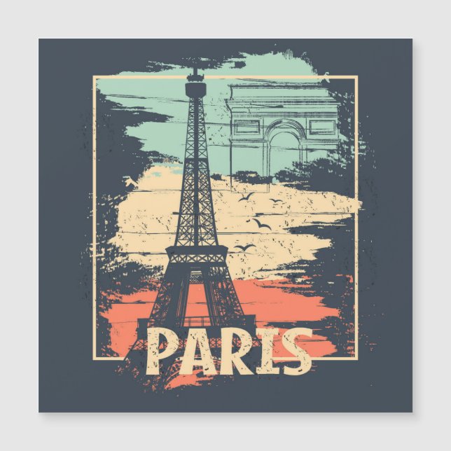Paris Typografie: abstraktes Eiffelposter. Magnetkarte (Vorderseite)