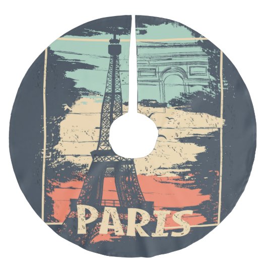 Paris Typografie: abstraktes Eiffelposter. Polyester Weihnachtsbaumdecke (Vorderseite)