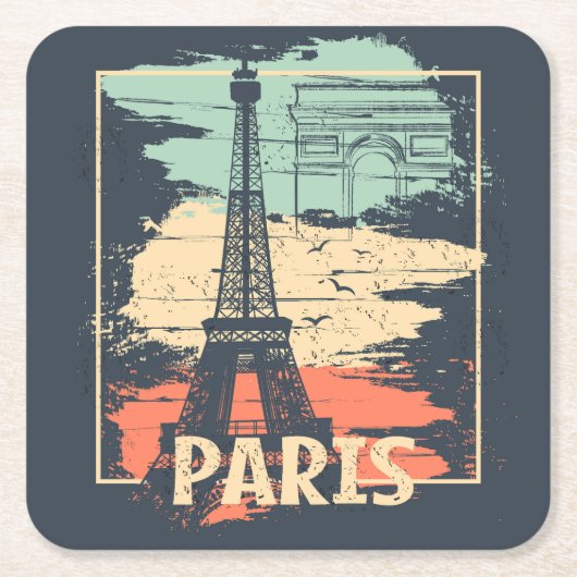 Paris Typografie: abstraktes Eiffelposter. Rechteckiger Pappuntersetzer (Vorderseite)
