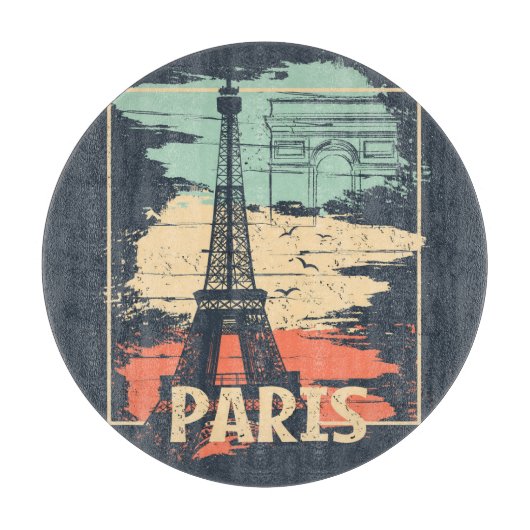 Paris Typografie: abstraktes Eiffelposter. Schneidebrett (Vorderseite)
