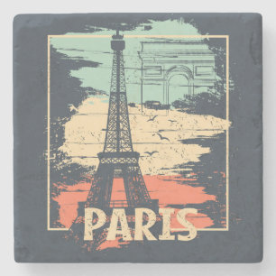 Paris Typografie: abstraktes Eiffelposter. Steinuntersetzer